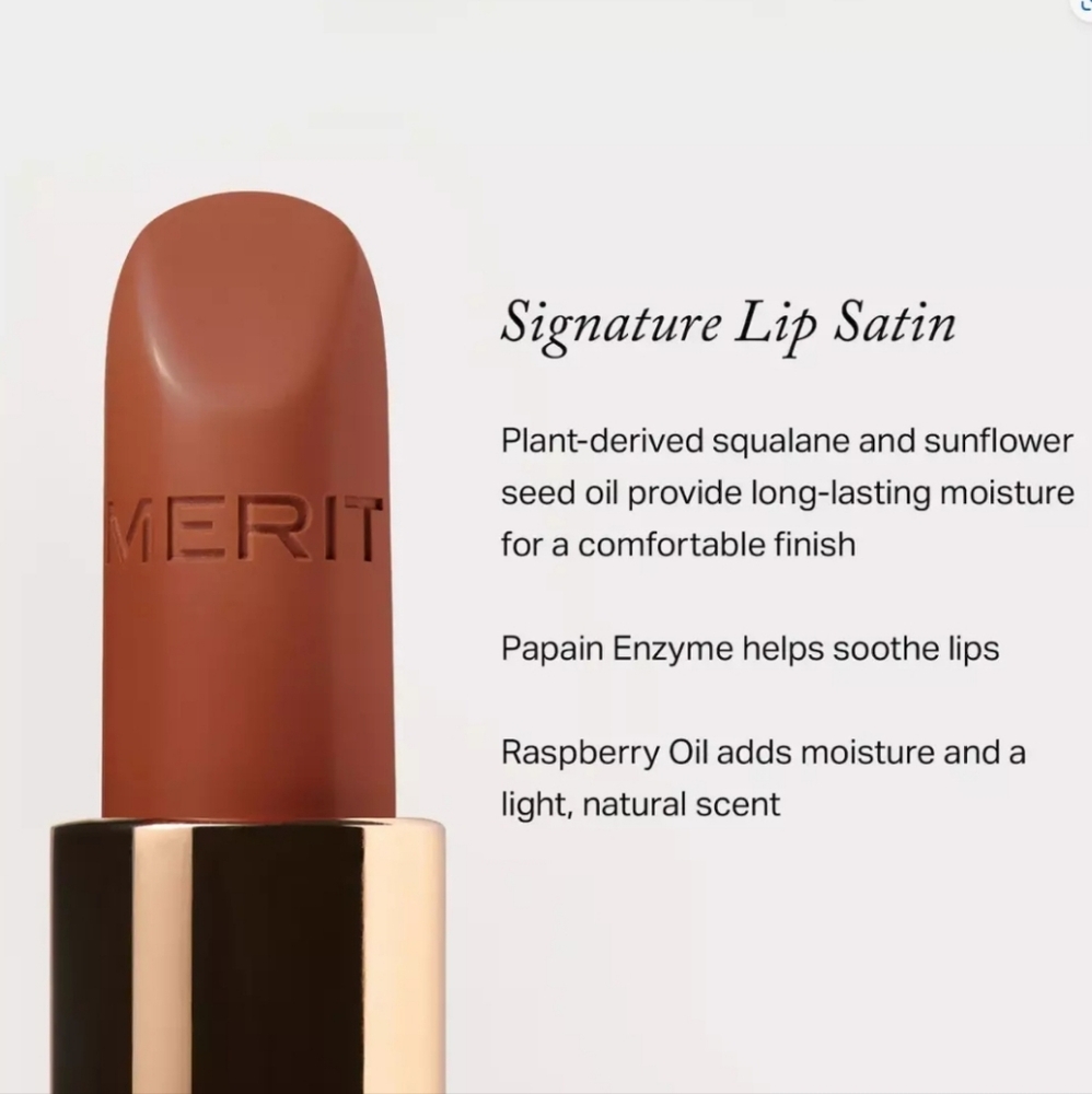 NIB MERIT Signature Lip Lightweight Satin Lipstick in Tiger (Brick Red)NIB - Picture 3 of 6
